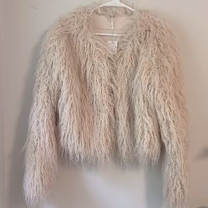 Free People Light Pink Shag Jacket